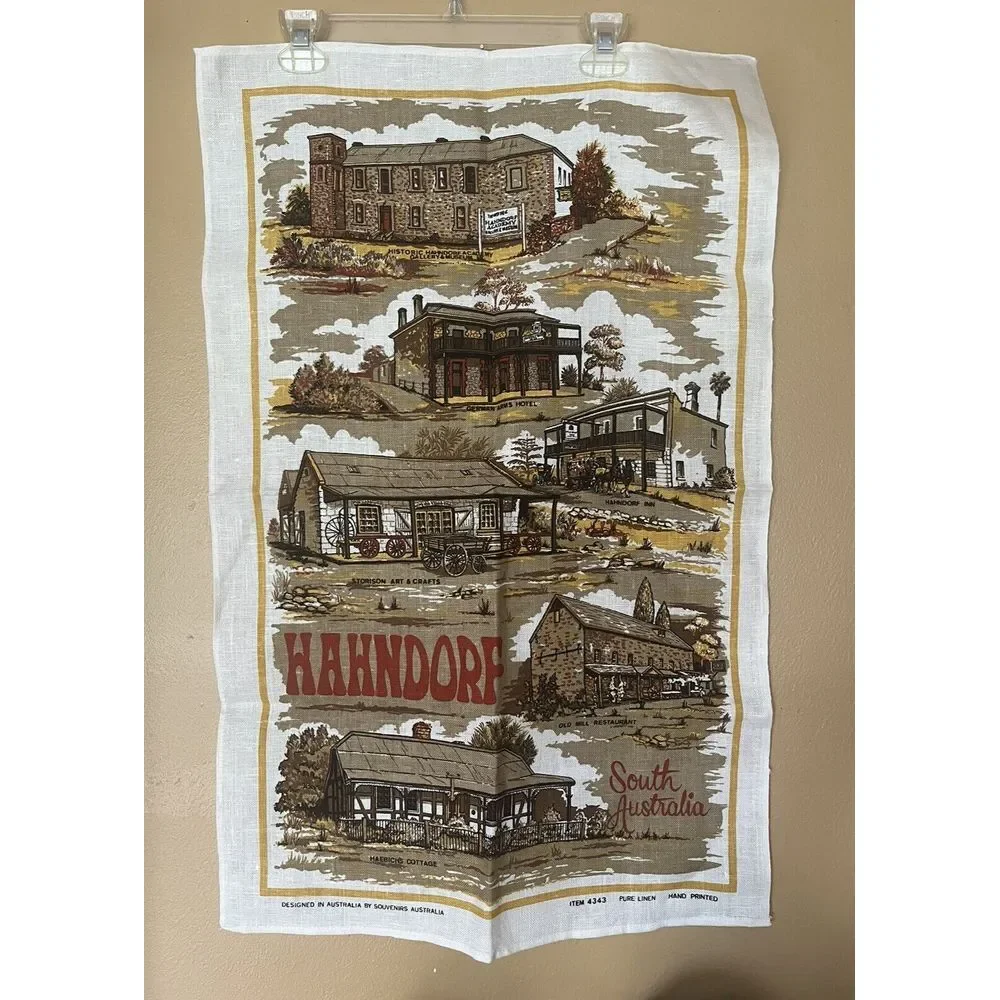 South Australia Hand Printed‎ Pure Linen Wall Hanging Australian Tapestry # 4343